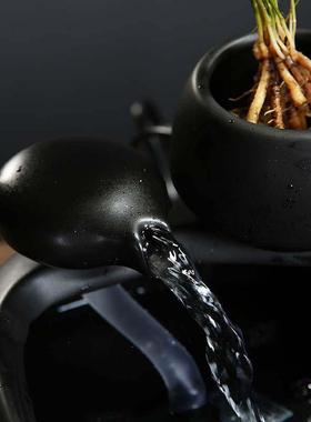 创意陶瓷流水喷泉摆件雾化加湿器水景鱼缸办公室桌面装饰乔迁礼品