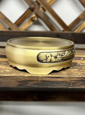 铜底座 黄铜山水底座纯铜全铜 可搭配百福缸 黄铜米缸 聚宝盆摆件