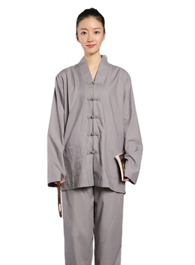 海青居士服女款朝山法会传统盘扣