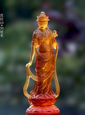 速发古法琉璃东方三件药师佛日月光菩萨佛像摆摆居家客厅圣放供奉