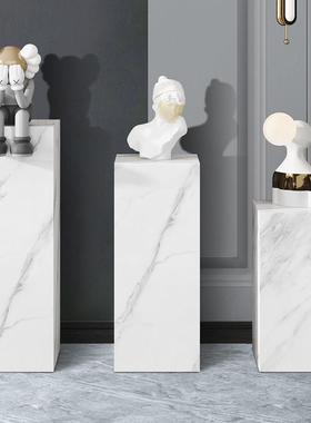大理石底座摆台玄关岩板石材台立柱墩子落地客厅雕塑摆件家居饰品