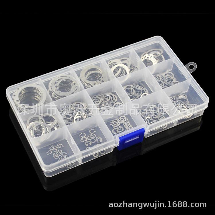304不锈钢轴用挡圈/卡环/卡簧/垫片/轴卡外卡M3-M25套装共225pcs - 图3