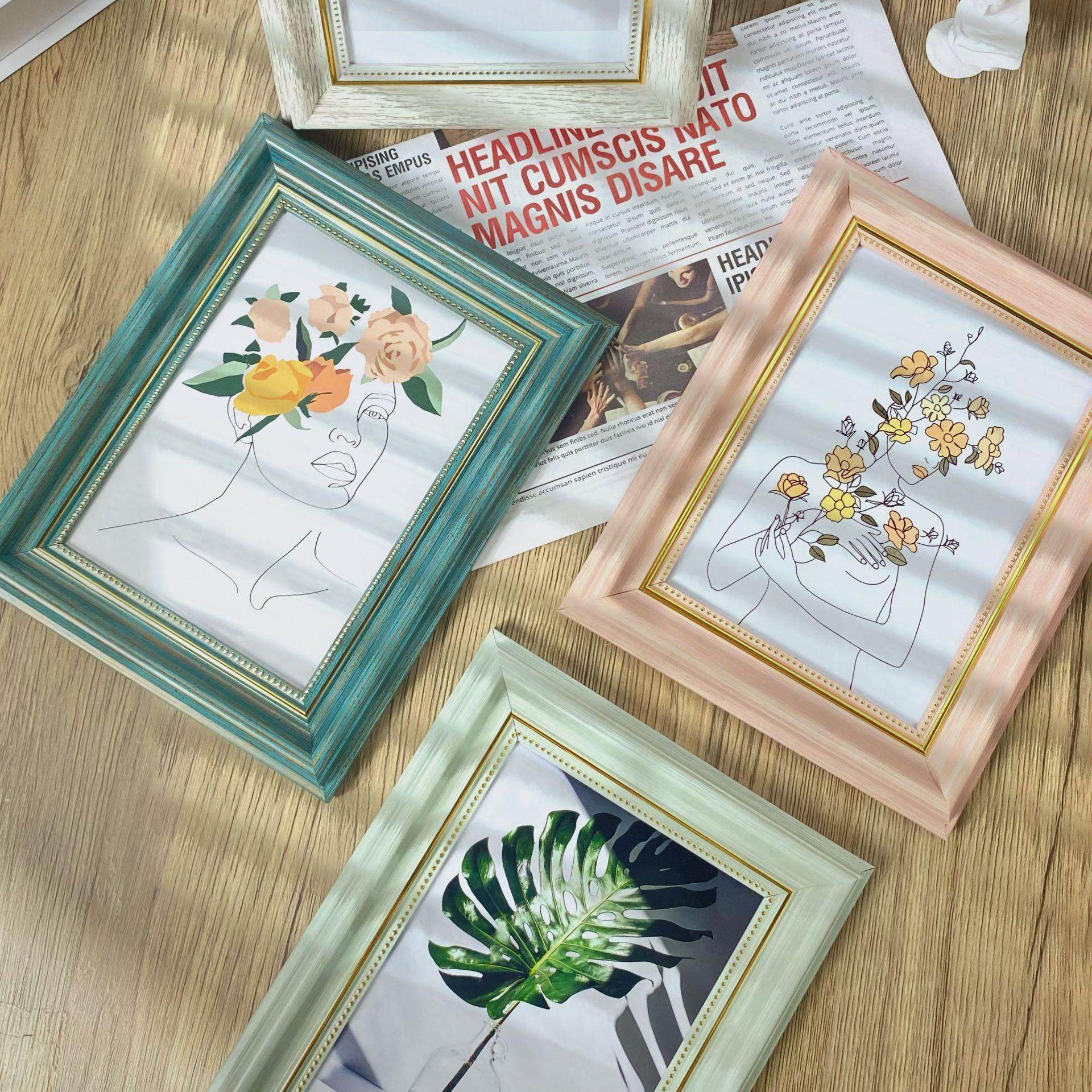 相框摆台5寸6寸7寸8寸10寸A4挂墙画框装裱影楼复古像框照片墙 - 图1