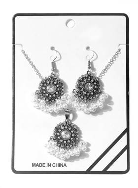 欧美时尚饰品 简约金银色镶钻珍珠吊坠 女式项链锁骨链 F20870