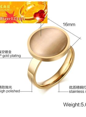 ring日韩时尚唯美首饰不锈钢猫眼石金色戒指三种颜色女士手饰
