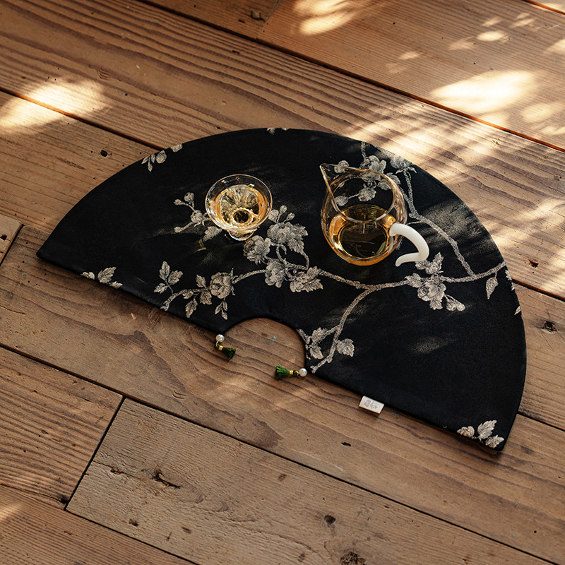 繁野新中式创意扇形茶席轻奢织锦刺子绣干泡席茶几桌布隔热茶垫子,淘宝优惠券,粉丝福利购,淘宝优惠卷