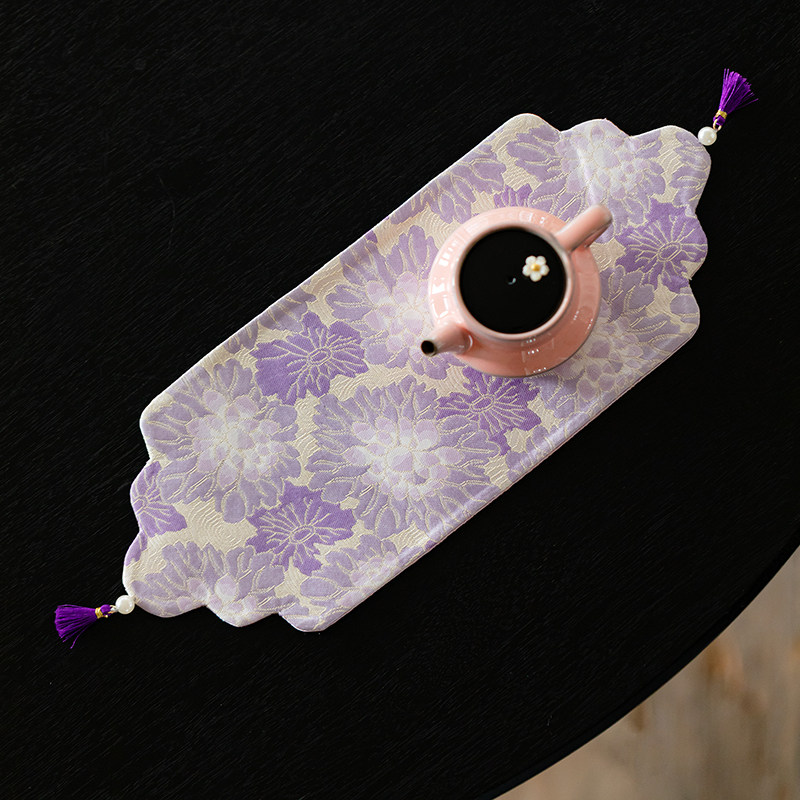 繁野轻奢猫咪设计茶席套组织锦刺子绣茶几桌旗干泡席一人用茶垫子,淘宝优惠券,粉丝福利购,淘宝优惠卷