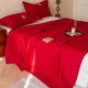 Hongbean pure cotton red wedding room bed sheet three-piece set