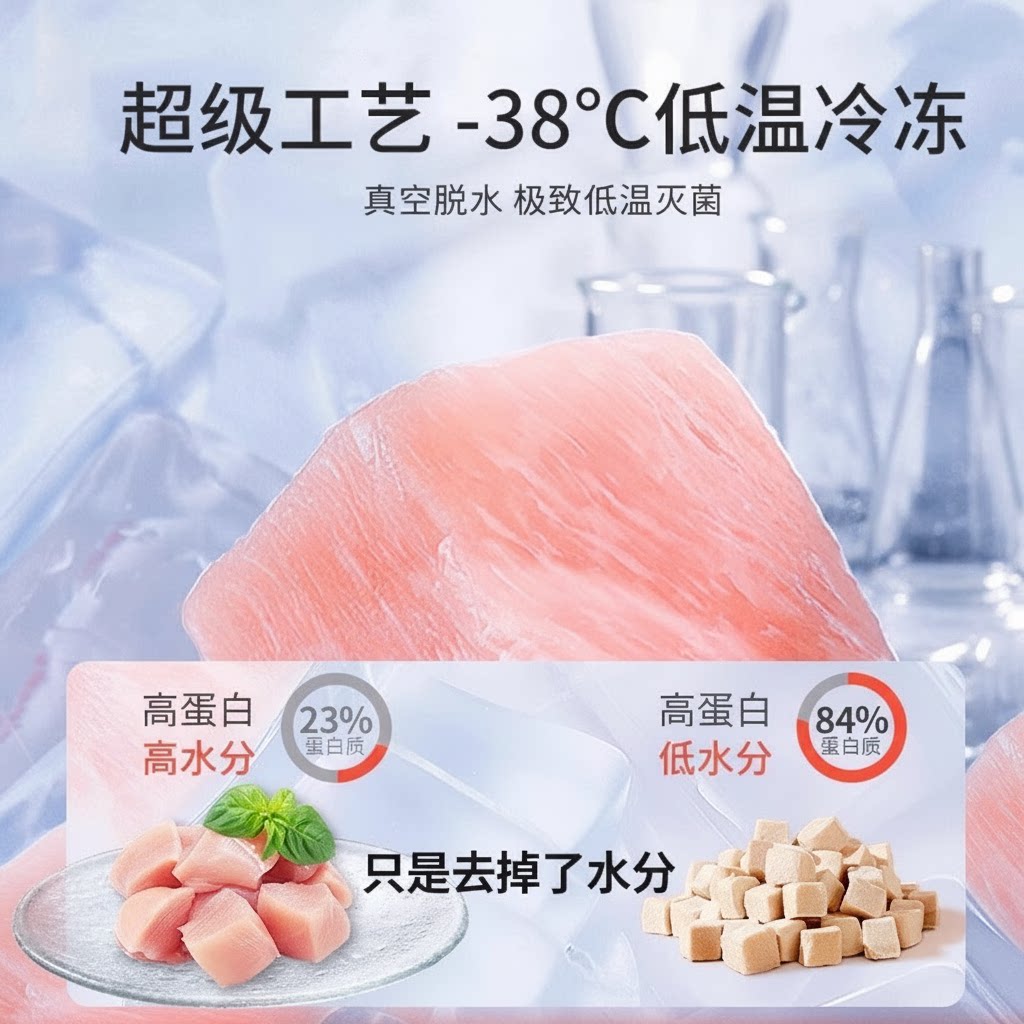 猫咪零食冻干鸡肉粒宠物补充500g大桶装整块鸡胸肉块猫粮主食营养