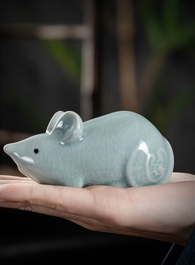 12十二生肖茶宠摆件陶瓷开片茶道装饰茶台桌面摆放多肉盆景小动物