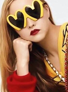 多巴胺彩色爱心搞怪眼镜大框心形墨镜欧美时尚墨镜糖果色太阳眼镜