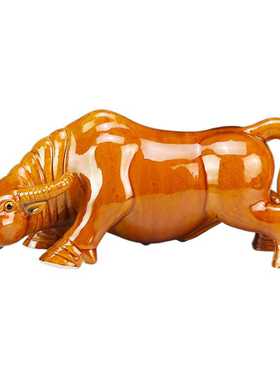 订制陶瓷水牛黄青牛耕牛摆件低头喝水卫生间厨房缺角装饰工艺品