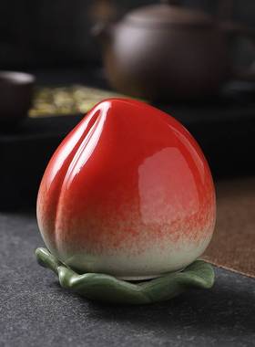 陶瓷桃子摆件创意寿桃密封罐客厅茶桌家居装饰供奉仙桃工艺礼品摆