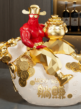 2025新款躺赚肌肉财神摆件店铺前台发财装饰品开业礼物生意兴隆