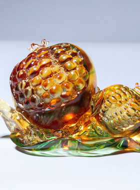 速发琉璃结子石榴摆品多子多福装新品创意工艺礼件送饰人结婚生日