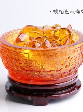 速发摆件轻奢琉新招财纳福聚宝盆元宝艺居装饰工家礼品璃中式