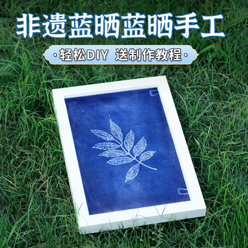 母亲节蓝晒液diy套装材料包ab液感光工具书签纸扇帆布袋拓印颜料 - 图3