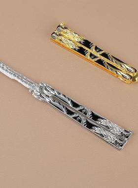 合金蝴蝶刀甩刀金属练习刀金龙刺客甩刀金属模型万圣节小道具