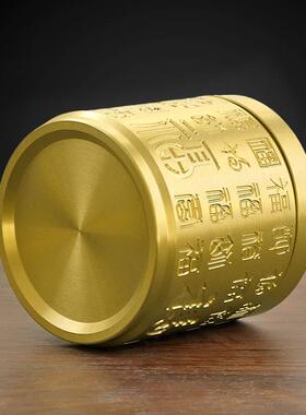 烟灰缸黄铜带盖防飞灰全铜百福烟缸车载办公室家用客厅装烟灰铜器