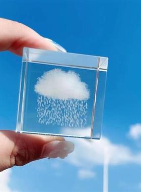 A【领养一朵云】云立方体桌面创意摆件水晶球小夜灯生日七夕礼物