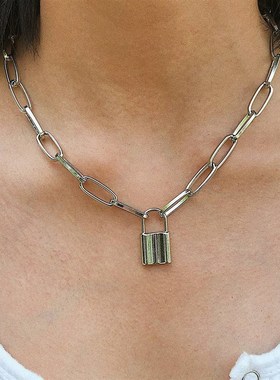 -Jewelry personality punk geometric Necklace sweater chain w