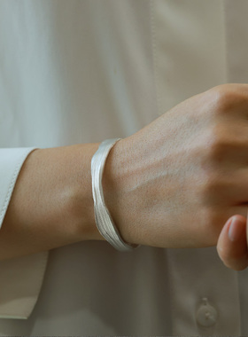 纯银男女简约手镯开口轻奢精致