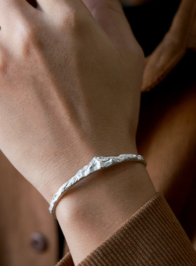 原创设计《冈仁波齐》999纯银开口手镯男女 手工小众高级感镯子