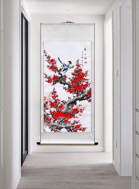 好货新中式国画梅花图客厅装饰字画水墨画喜上眉梢四尺竖幅花鸟画