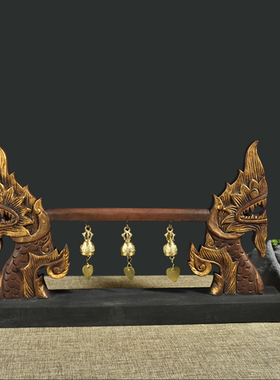 泰国木雕工艺品东南亚风格铃铛摆件创意家居桌面铜铃摆设玄关装饰