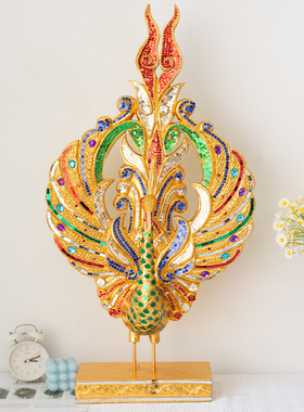 泰国进口孔雀摆件木雕工艺品泰式会所餐厅家居客厅玄关装饰品摆设