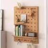 Red oak cherry wood solid wood hole board custom wall decoration entrance storage shelf wooden wall hanging hole