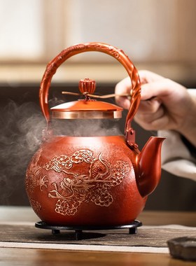 快速发货朱d炳仁铜 龙腾福跃壶龙年摆件铜茶壶工夫茶大容量煮水壶