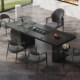 High-end villa owner's office integrated reception tea table light luxury modern high-end slate tea table and chair combination