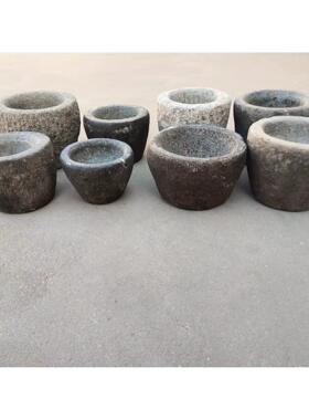 怀旧老物件古董石臼花盆杂项老石碗老石雕蒜臼烟灰缸农村收藏民俗