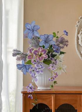 紫藤蜜语 法式彷真花成品花束花瓶装饰摆件小众高级客厅桌面插花