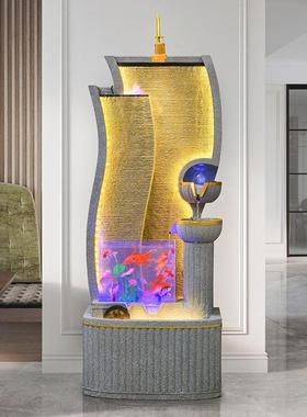 欧式流水摆件循环水鱼缸客厅办公室电视柜旁边加湿器生财轻奢装饰