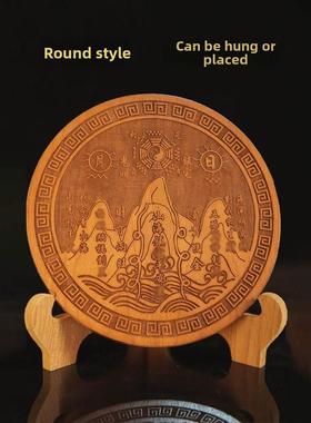 山海镇正宗泰山桃木挂件八卦镜凸面镜日月山海安全挂门室内