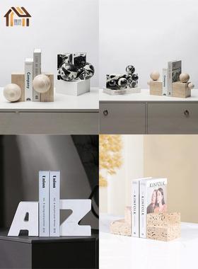 现代黄色石灰华书脊书脊装饰客厅俱乐部办公室大理石几何球书脊装