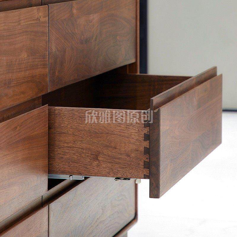 实木斗柜收纳柜北美黑胡桃木储物柜客厅靠墙柜子卧室抽屉柜六斗柜,淘宝优惠券,粉丝福利购,淘宝优惠卷