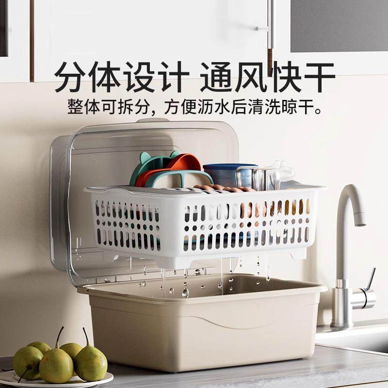 放宝宝奶瓶收纳箱晾干 干沥水架子带盖子防尘婴儿辅食餐具工具收,淘宝优惠券,粉丝福利购,淘宝优惠卷