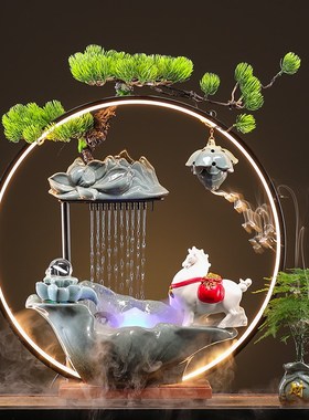 速发财环流水生财招循猫装饰摆饰客意创厅公司店铺收银柜台桌面开