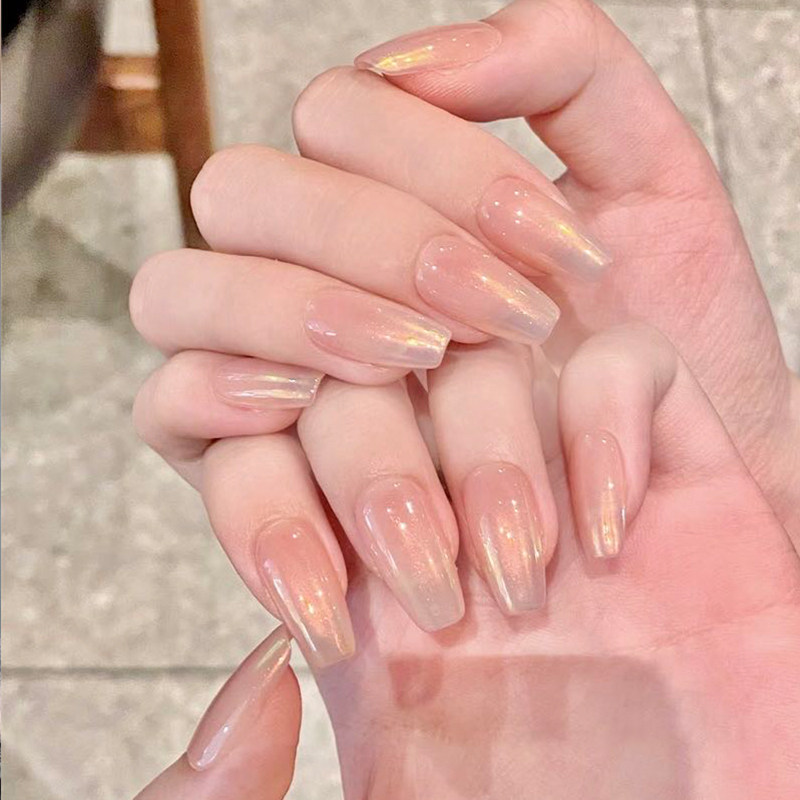 植兔落日极光手工穿戴甲水蜜桃粉嫩裸色腮红渐变贴片成品中梯美甲,淘宝优惠券,粉丝福利购,淘宝优惠卷