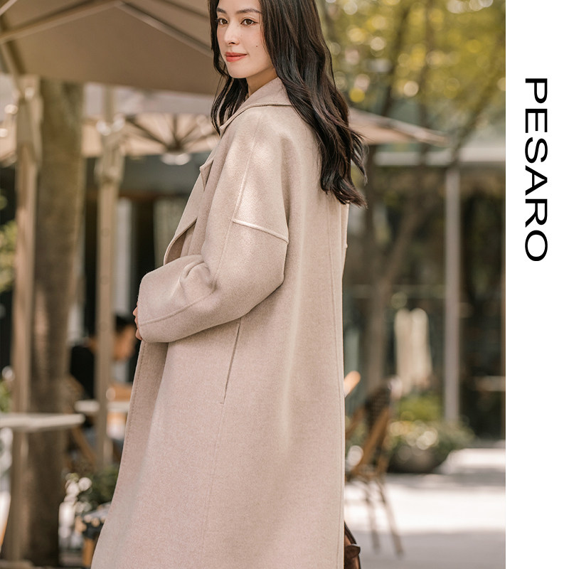 PESARO黄蕙玲西装领长款羊绒大衣女 简约优雅秋冬外套,淘宝优惠券,粉丝福利购,淘宝优惠卷