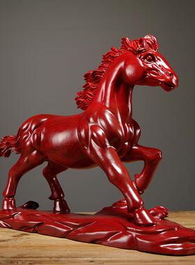 红花梨木雕马摆件实木质马到成功家居客厅办公室装饰红木工艺品
