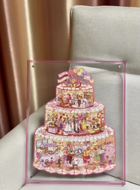 像素风小熊生日蛋糕拼豆相框