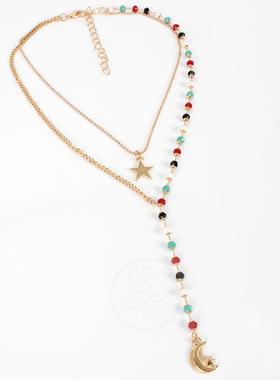 。Fashion Necklace simple Star Moon Pendant collarbone chain