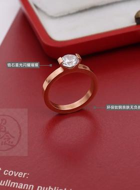 。Fashion Tanabata gift couple ring zircon ring simple titan