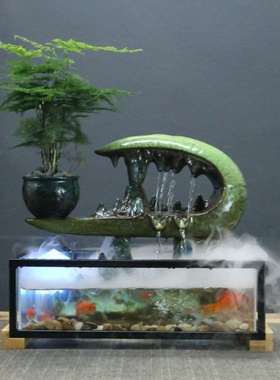 流水喷泉养鱼池鱼缸摆件假山办公室客厅桌面循环抽水开业礼品礼物