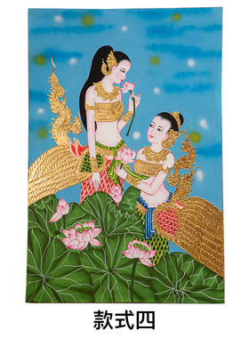好货泰国手绘金箔画玄关客厅壁画装饰画餐厅过道走廊美女人物挂画