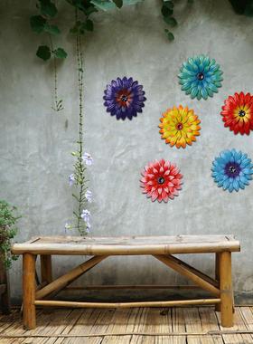 亚马逊热卖铁艺花六件套篱笆装饰壁挂壁饰工艺品花园栅栏装饰